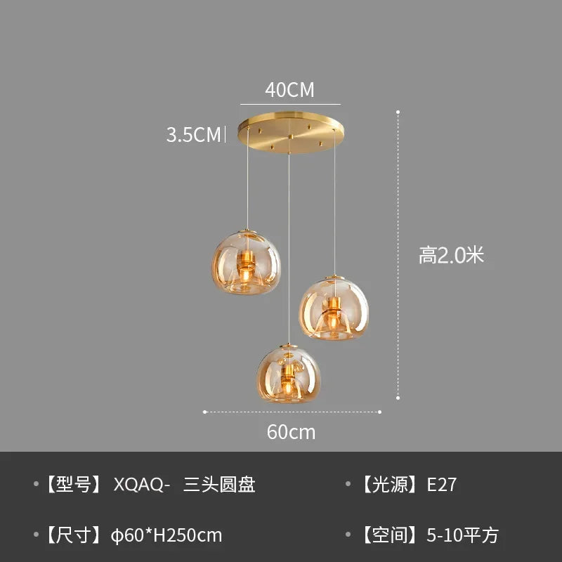 Nordic Modern Glass Ceiling Light E27 Fixture