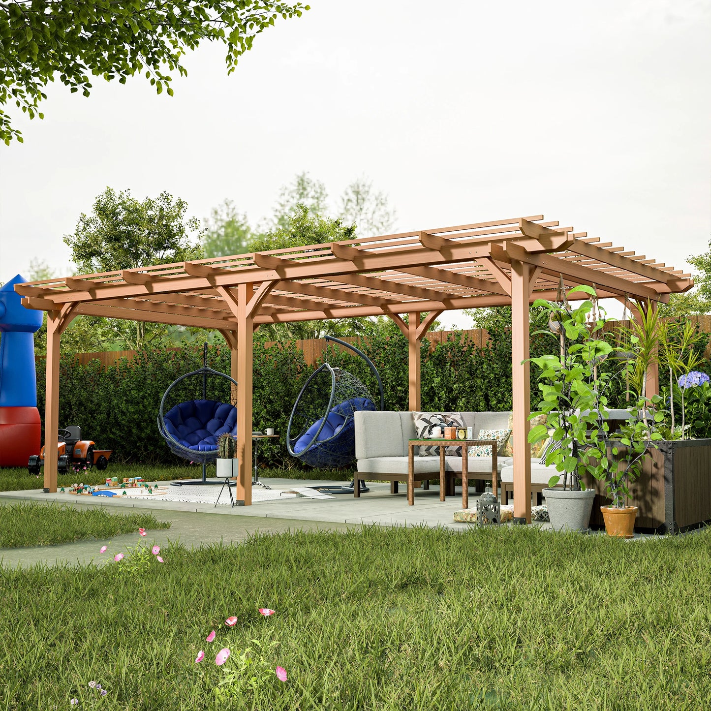 LZBEITEM Solid Fir Wood Pergola For Climbing Plants Garden