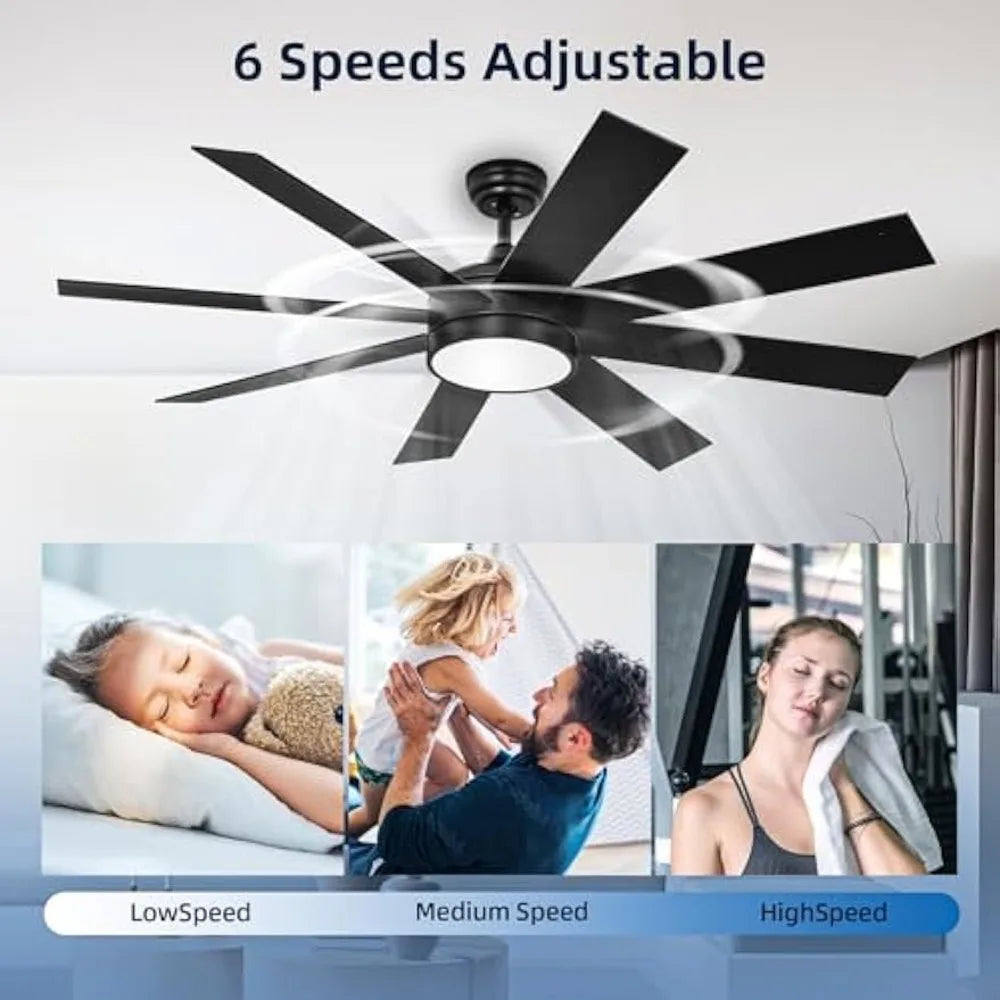 Ceiling Fan With Light And Remote DC Indoor Outdoor Modern 6 Speeds