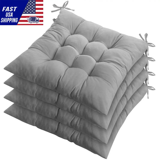 4Pcs Chair Cushion Pads Pillow Soft Tie On Square Sitting Mats For Home Office Car Sitting Travel