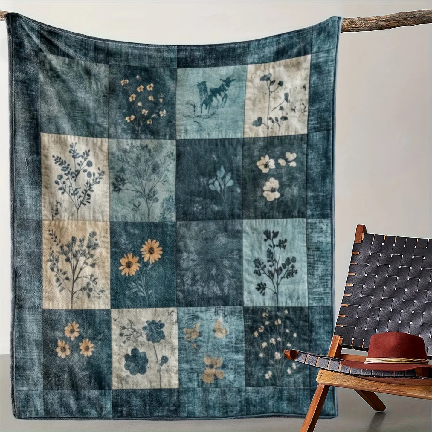 Patchwork Plaid Flannel Blanket All Seasons for Sofa Bed