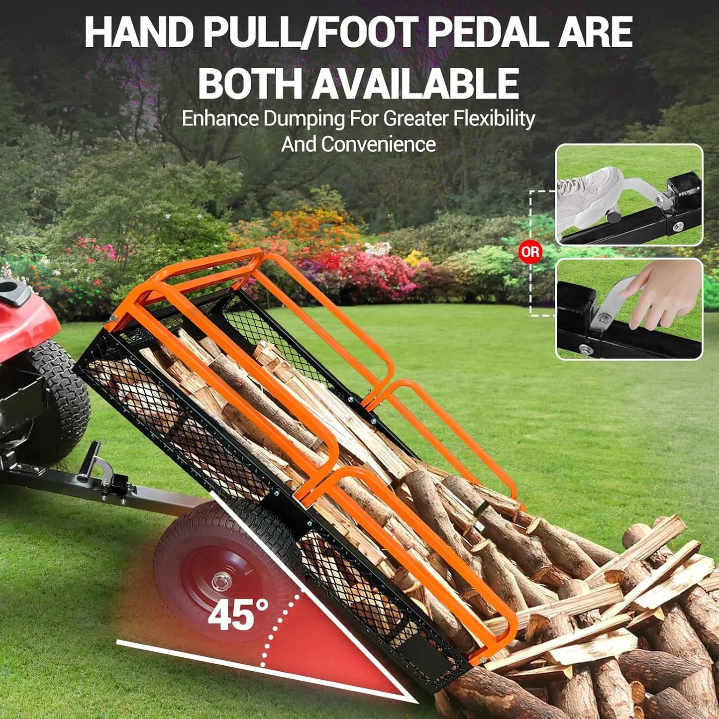 HiMISS ATV Trailer Garden Cart Wheels Utility Trailer For Tractors ATVs