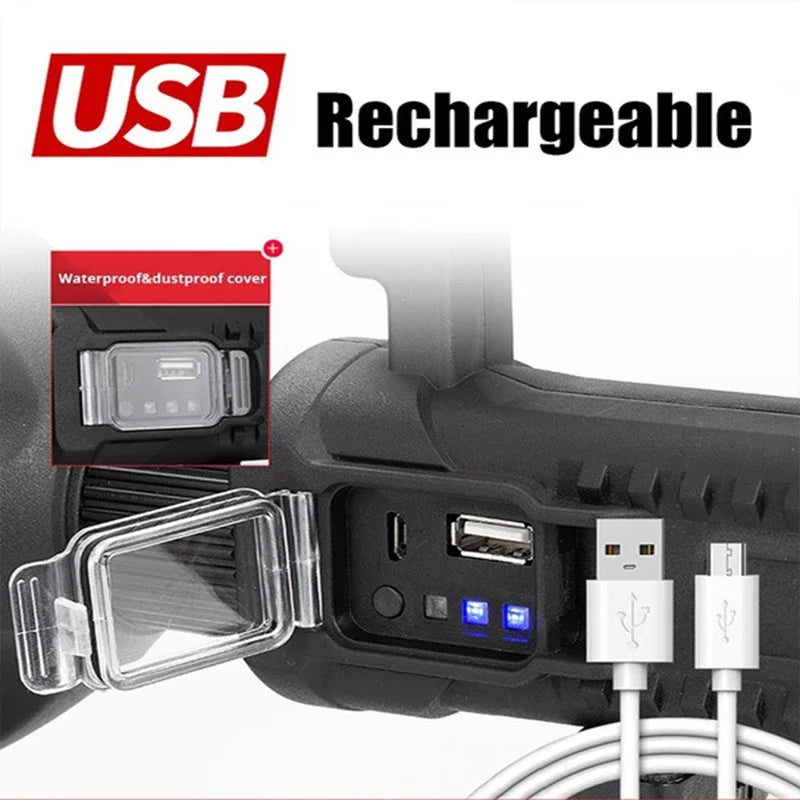 Skywolfeye USB Rechargeable LED Flashlight High Power Spotlight