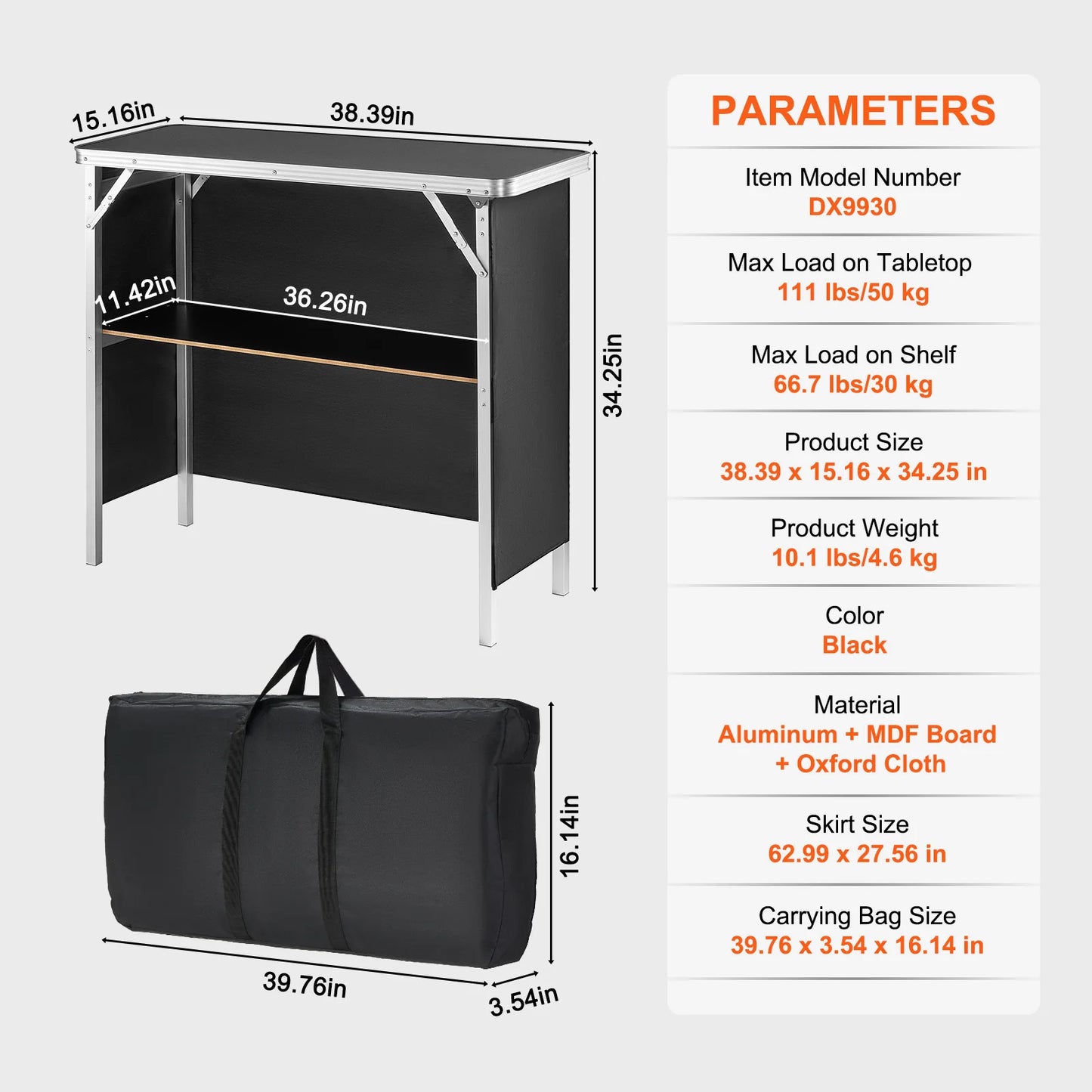 SucceBuy Folding Portable Bar Table With Carrying Case For Tradeshows