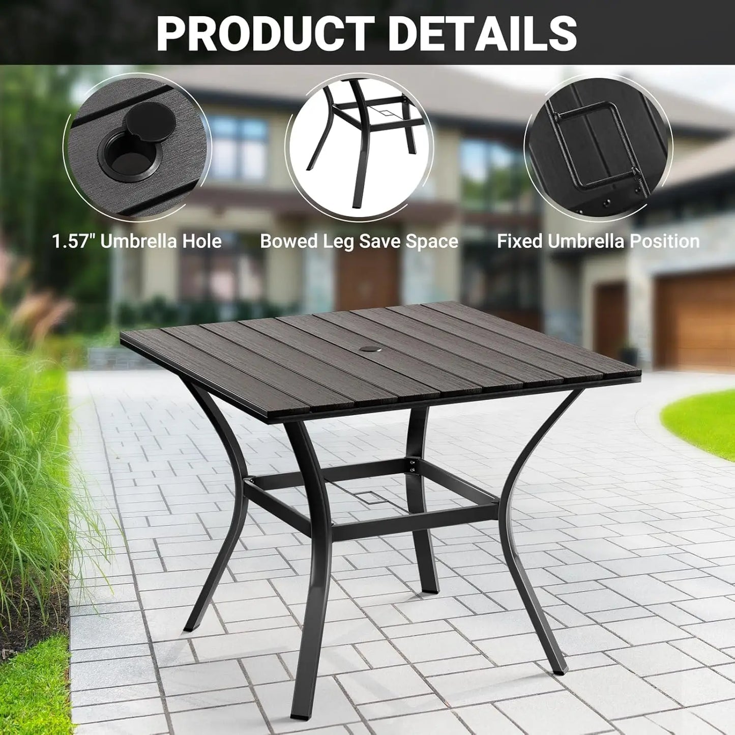 Outdoor Patio Dining Set Swivel Chairs Round Table