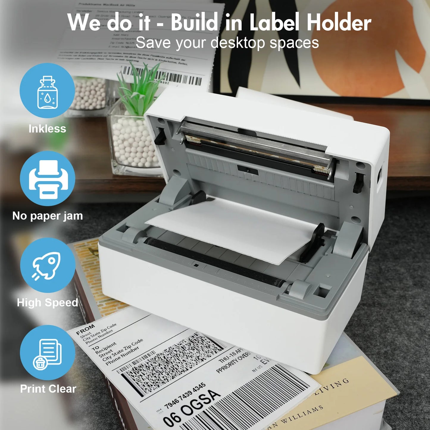 TakeYou Thermal Label Printer Bluetooth USB High Speed For Shipping