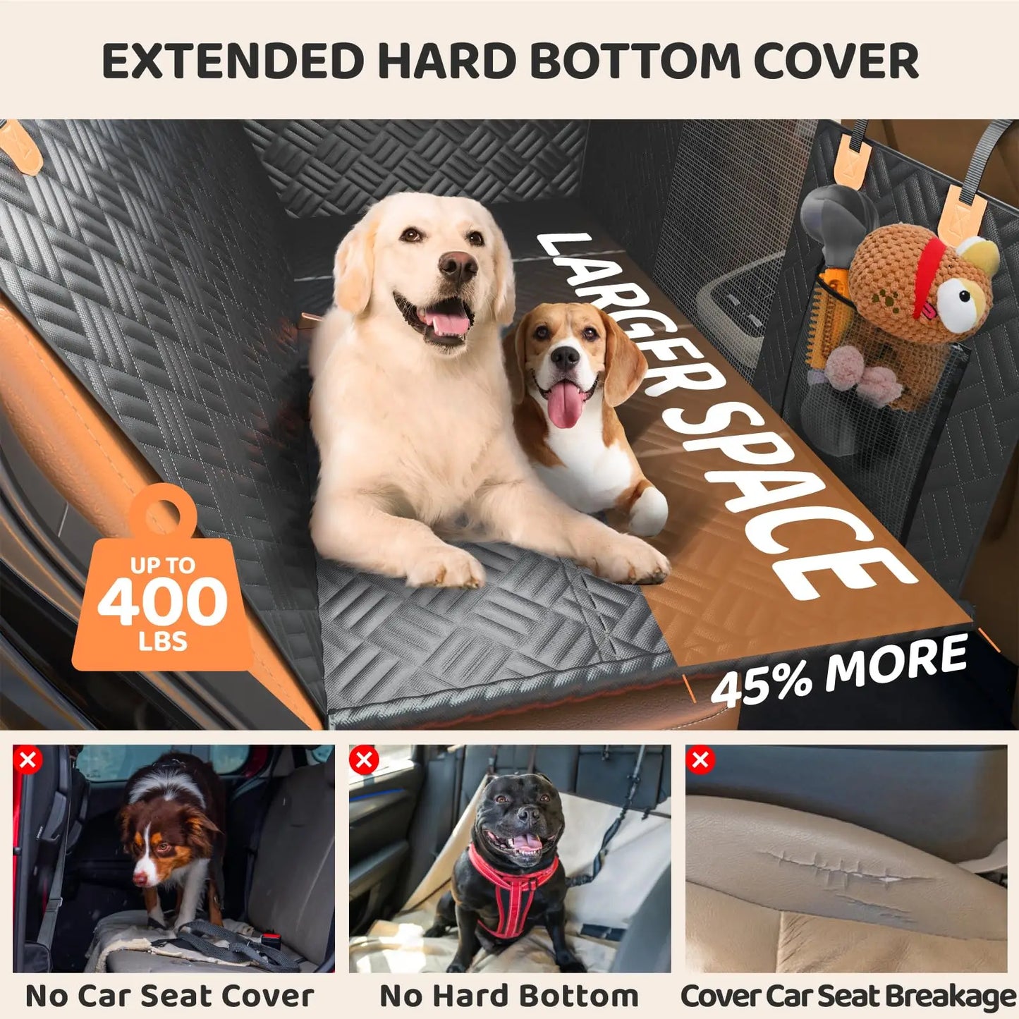NONECN Rear Seat Dog Hammock Cover For Cars And SUVs