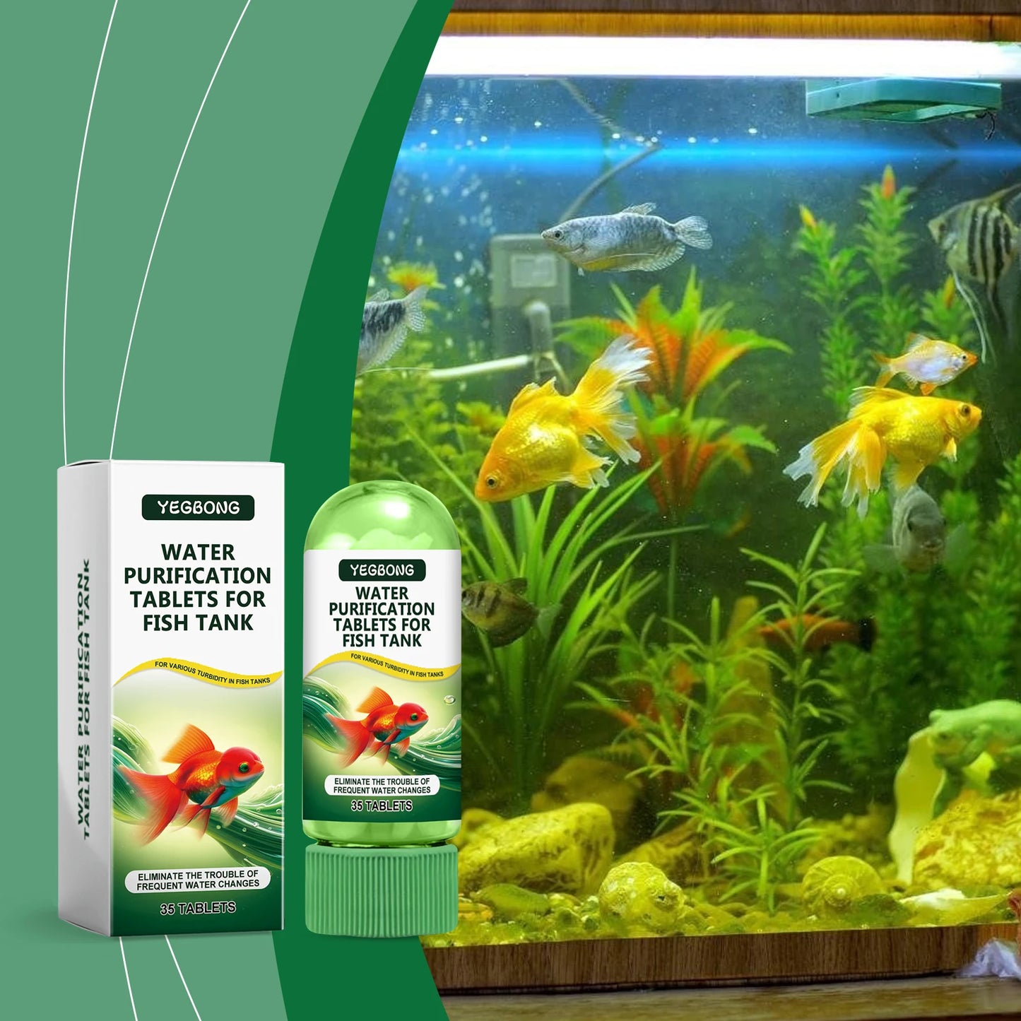 Fish Tank Water Purification Tablets For Clear Algae Free Aquariums
