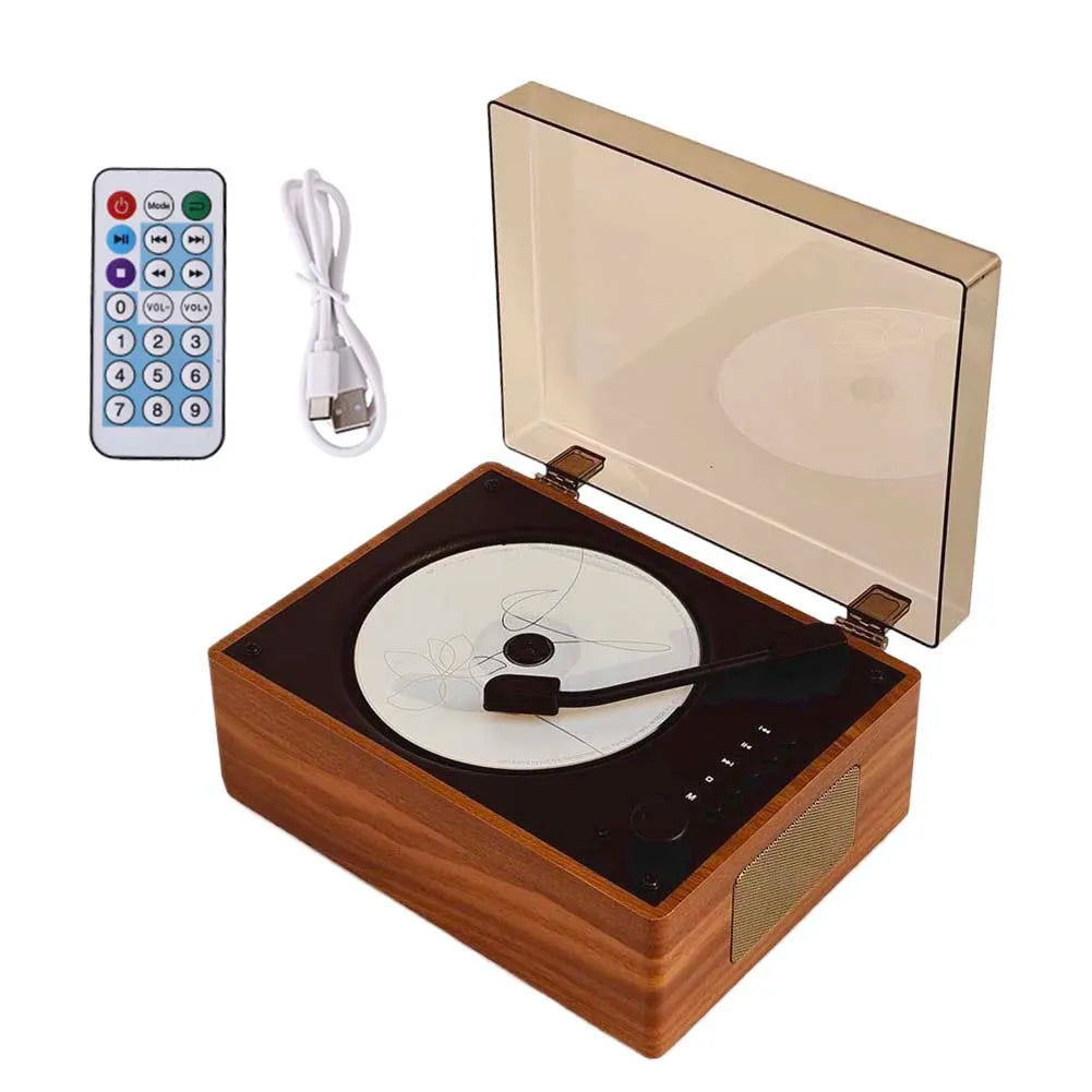 Shunmaii Retro CD Player Desktop Bluetooth 5.0 Speaker USB AUX