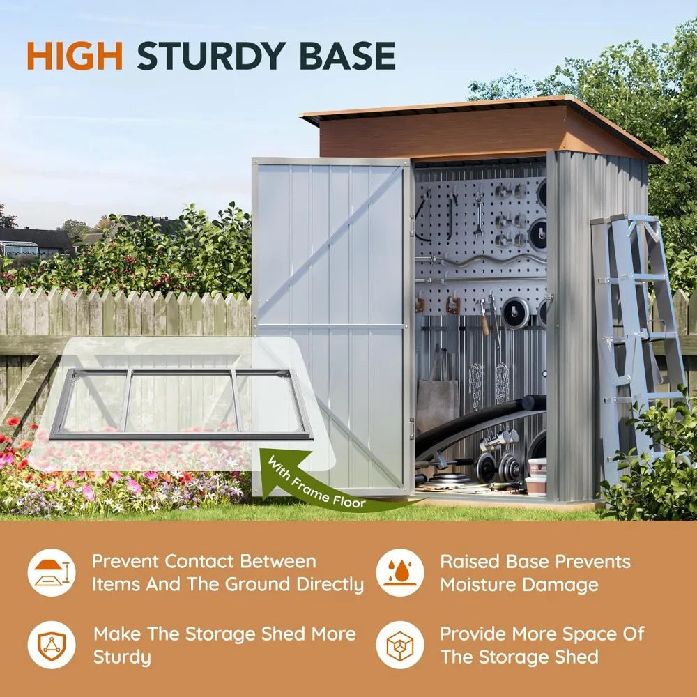 MultiUse Metal Garden Shed With Floor Frame And Lockable Doors