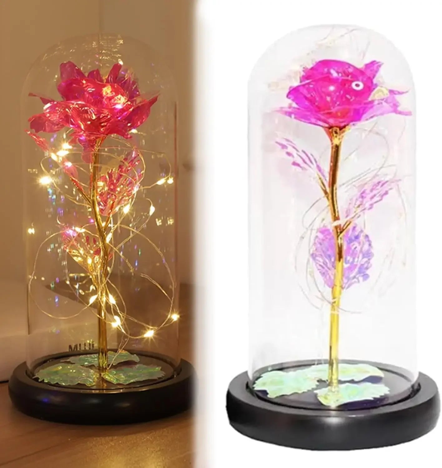 NONECN LED Artificial Glass Flower Eternal Rose Gift For Women
