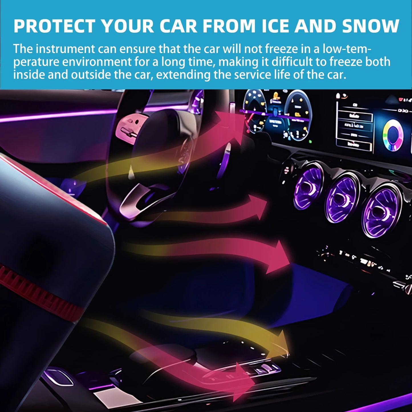 Car Snow Remover Car Anti-freeze Device Windshield Defogging and De-icing Rapid Snow Melting, Portable Heater