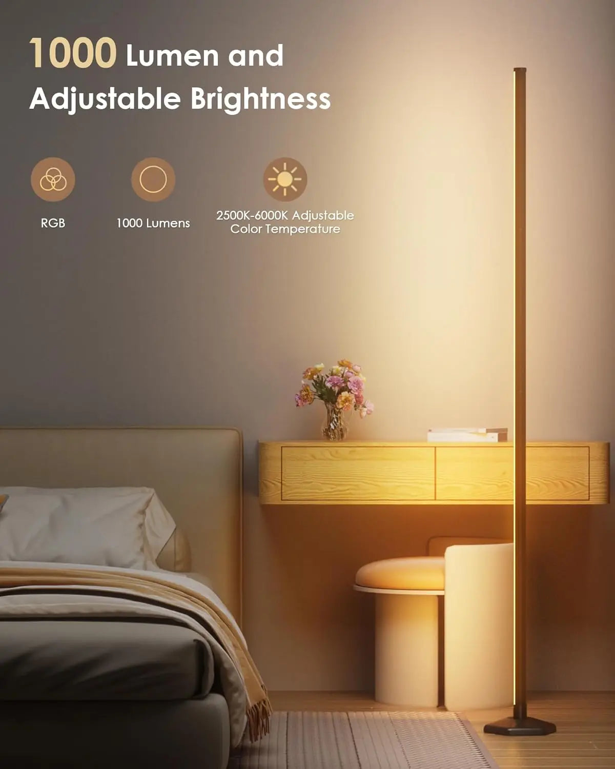 XMSJ RGB LED Floor Lamp Remote Dimmer And Music Sync