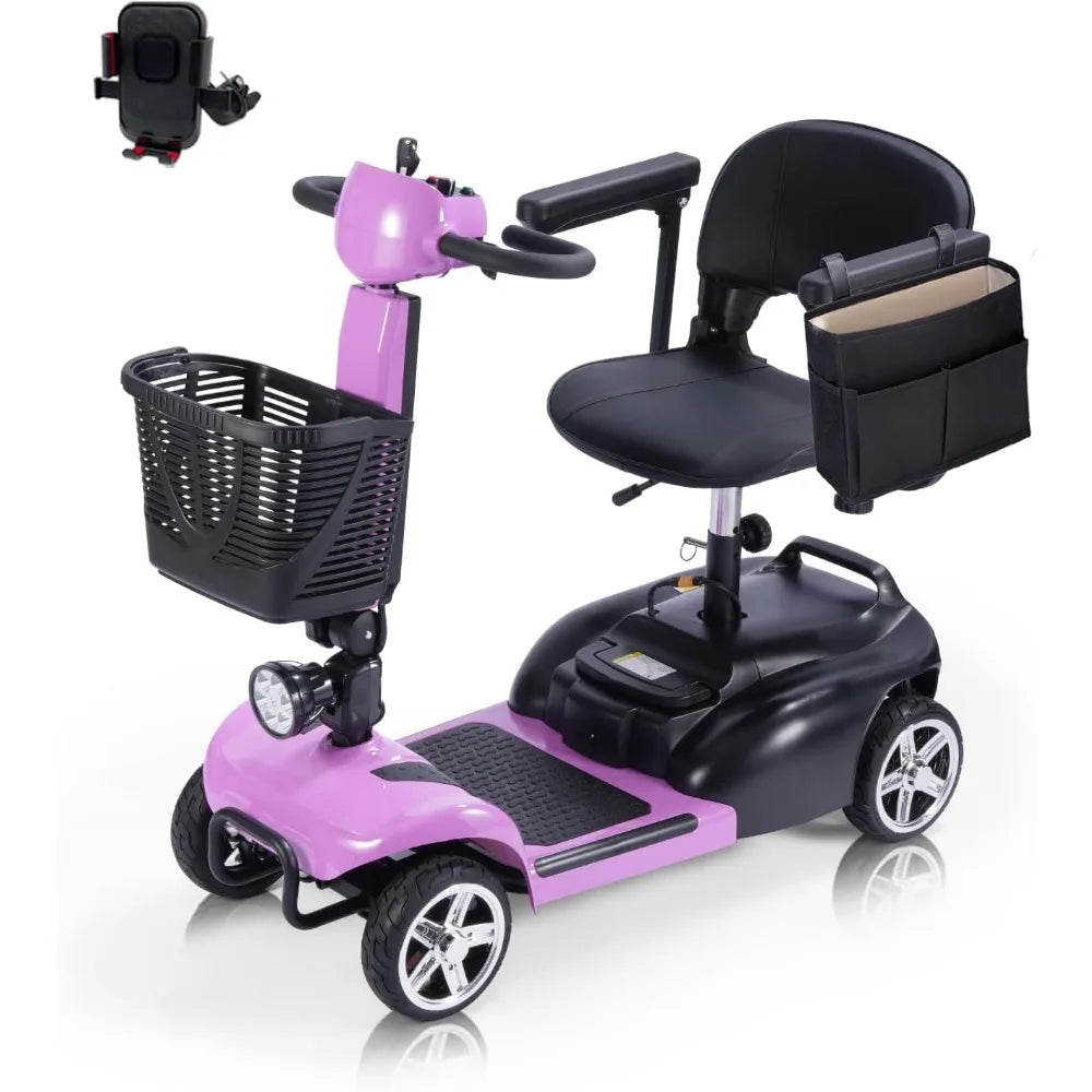 4 Wheel Electric Mobility Scooter With Seat And Removable Battery
