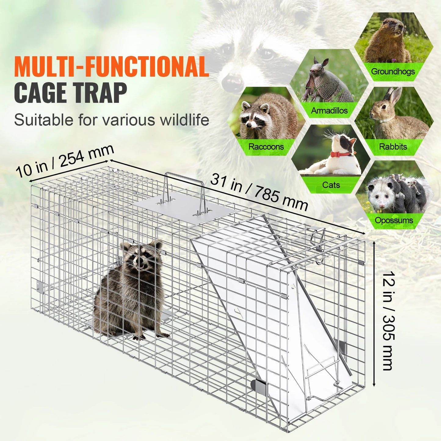 SucceBuy Live Animal Cage Trap With Handle For Cats