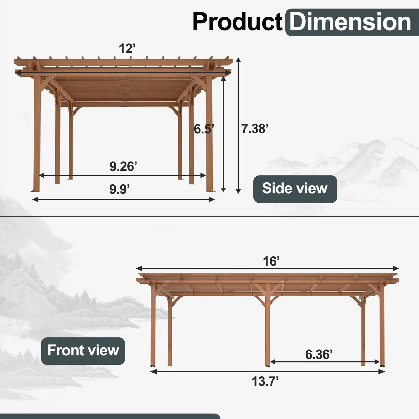 LZBEITEM Solid Fir Wood Pergola For Climbing Plants Garden
