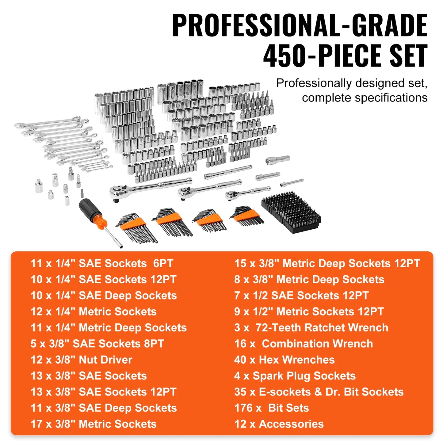 SucceBuy Mechanics Tool Set With Deep Sockets 450 Pieces