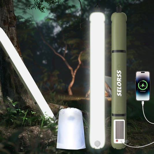SELORSS Solar Camping Lantern 2000mAh Folding Portable Camping Light Waterproof 3 Warm Light for Hiking Camping Fish USB-Type C