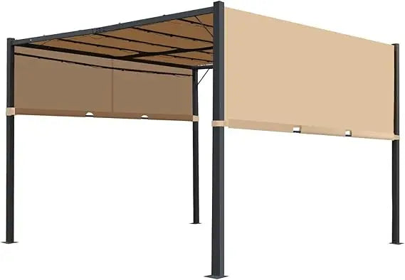 Heavy-Duty Aluminum Pergola With Retractable Shade And Solar LEDs