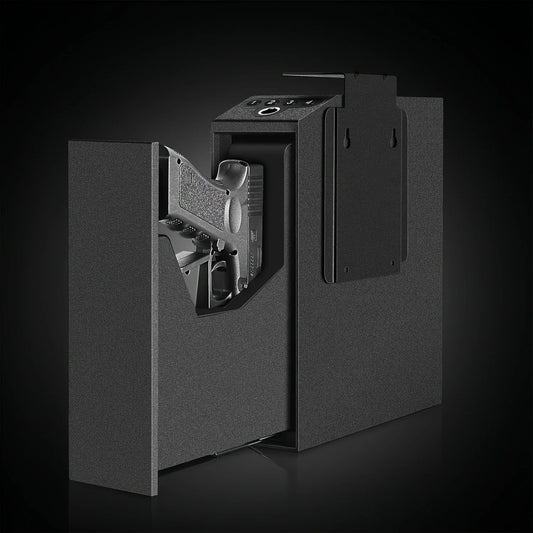 Biometric Fingerprint Handgun Safe With Auto Sliding Door For Nightstand