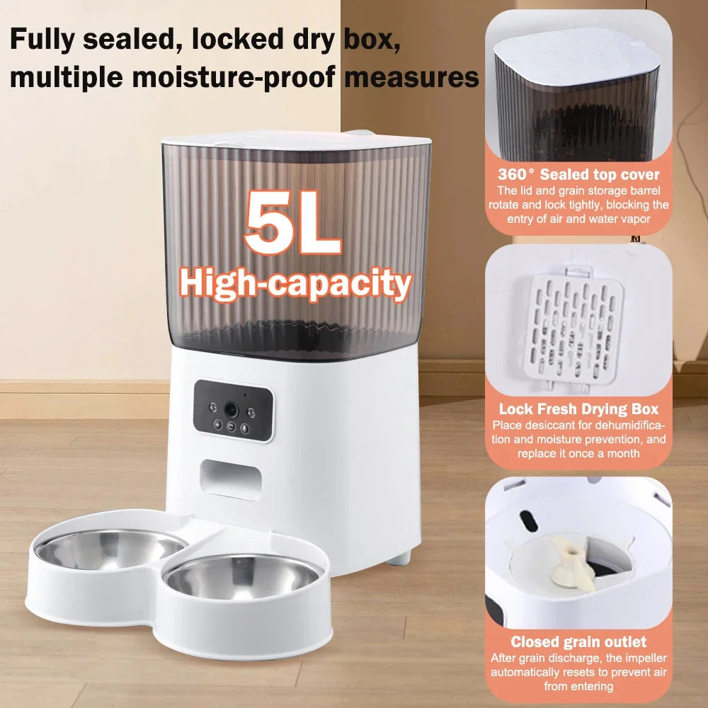 Smart Pet Feeder With Camera And WiFi Dispenser For Cats