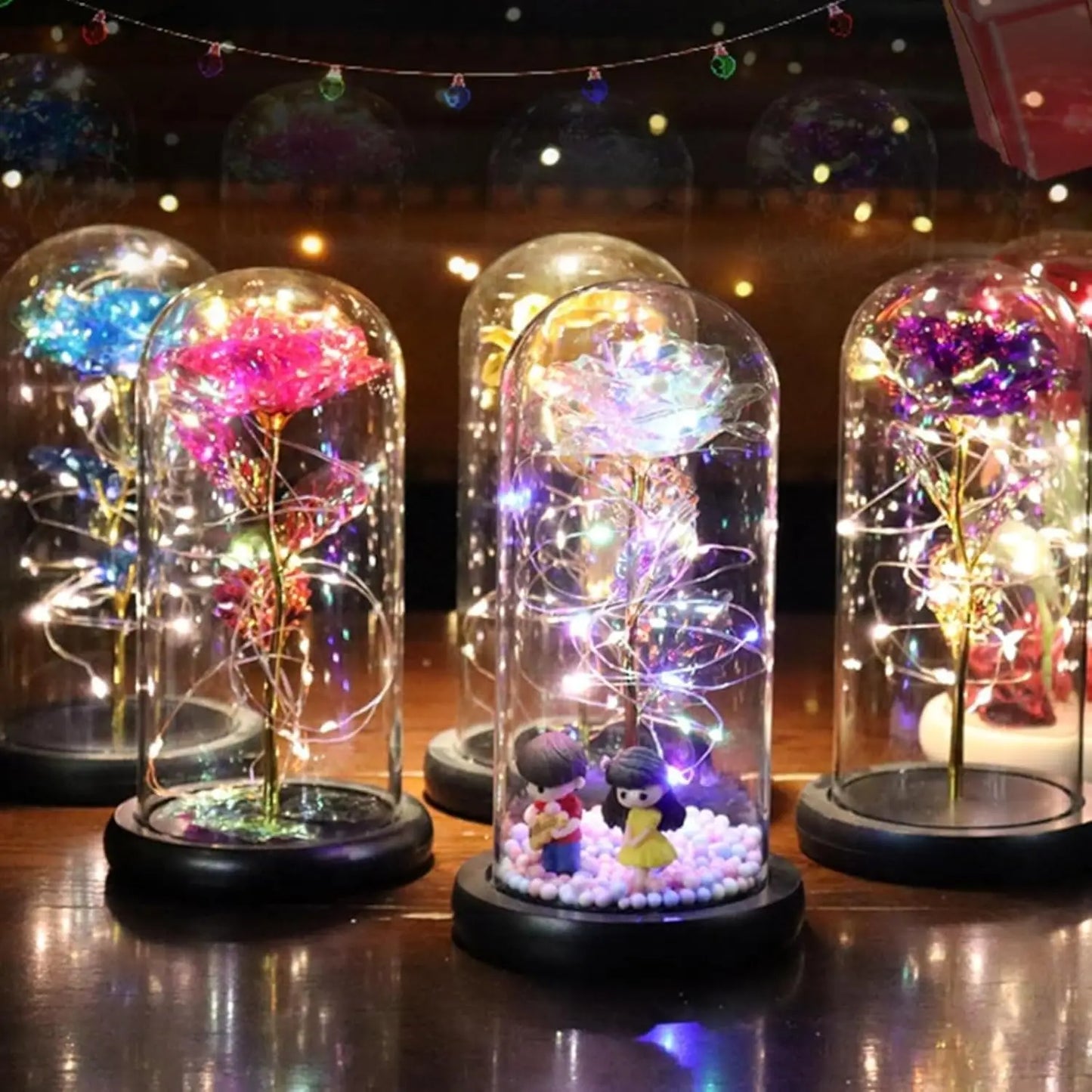 NONECN LED Artificial Glass Flower Eternal Rose Gift For Women