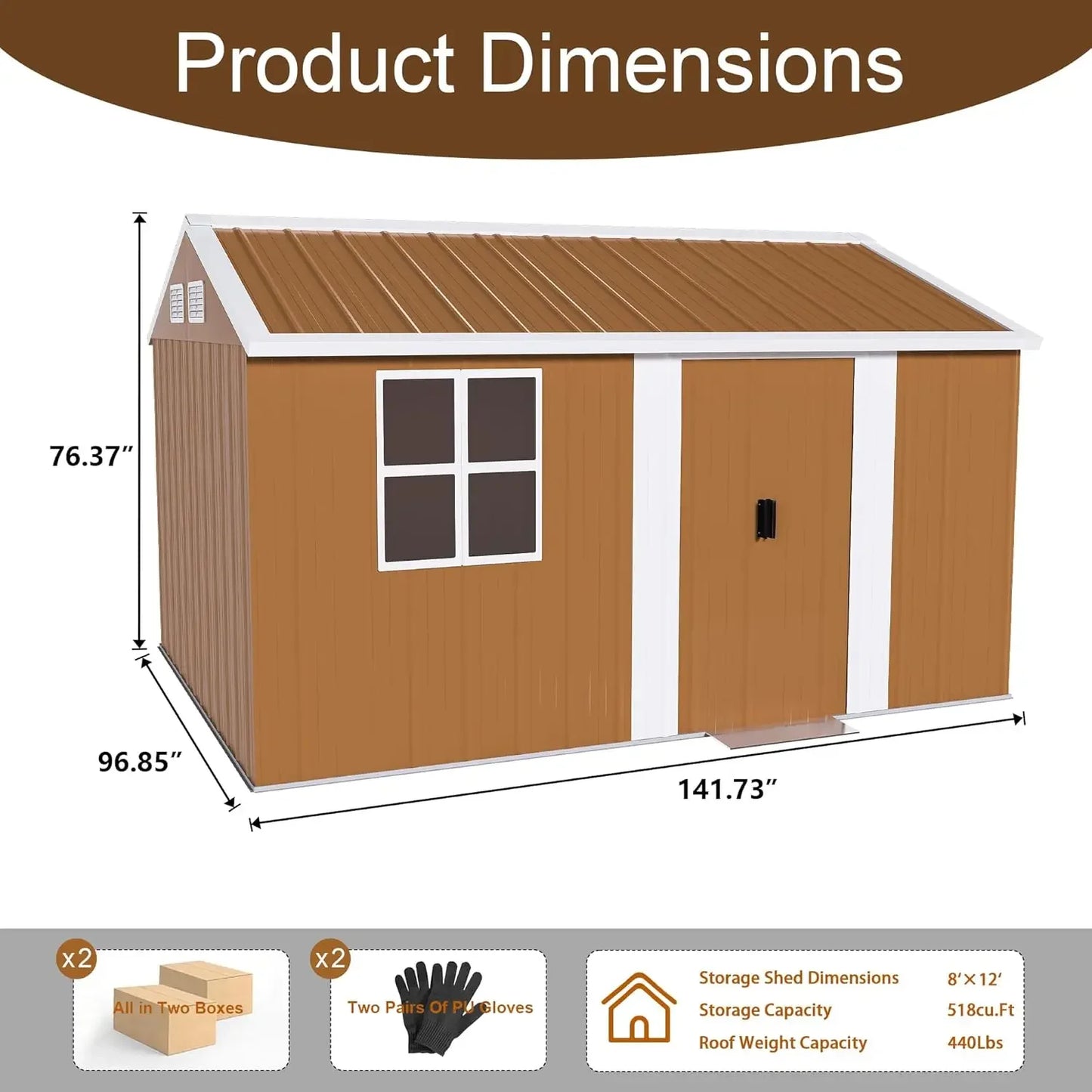 Metal Outdoor Storage Shed With Windows Doors And Ventilation