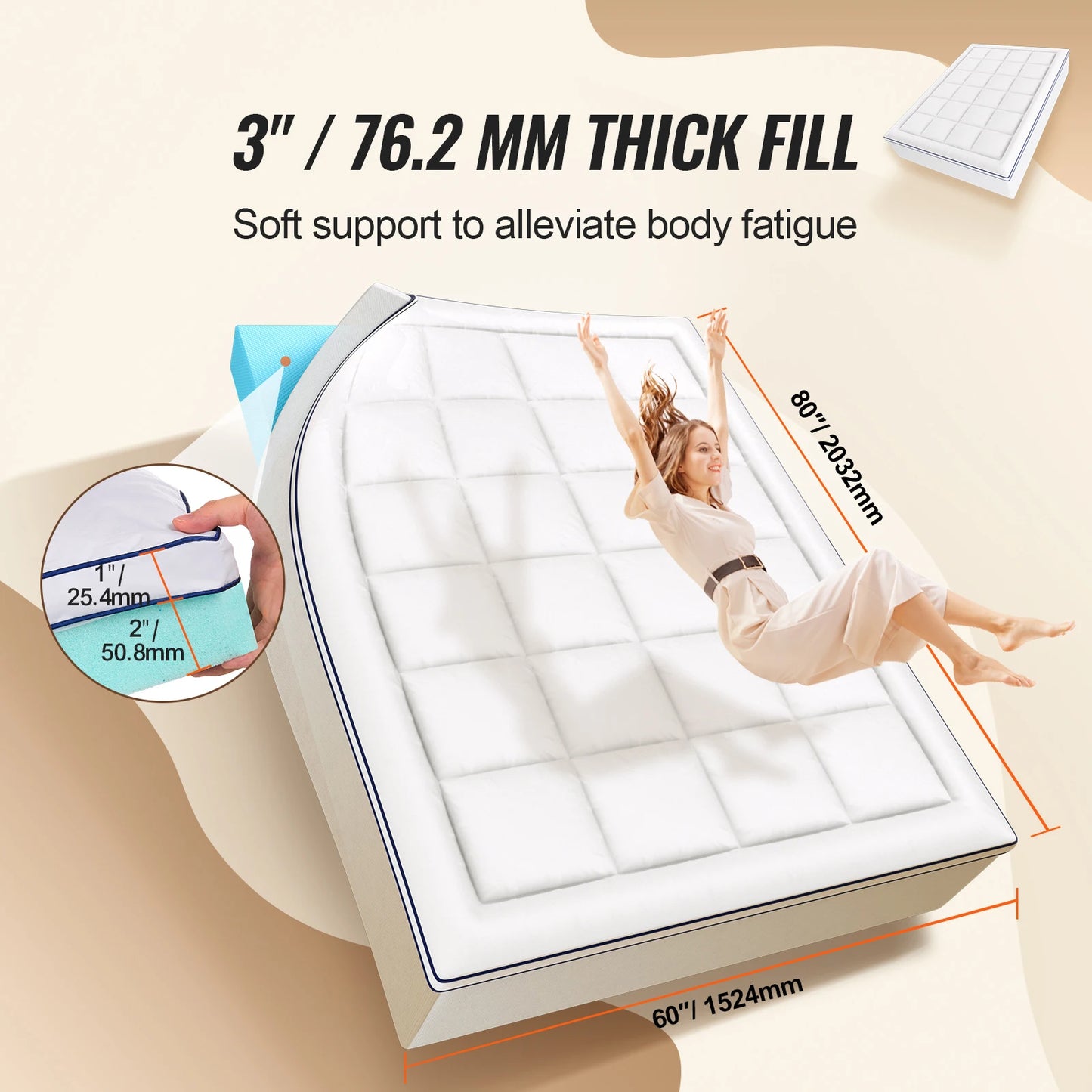 Nonecn SucceBuy Memory Foam Mattress Topper For Pressure Relief