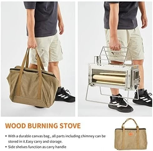 Portable Camping Tent Wood Stove With 6 Section Chimney Pipes