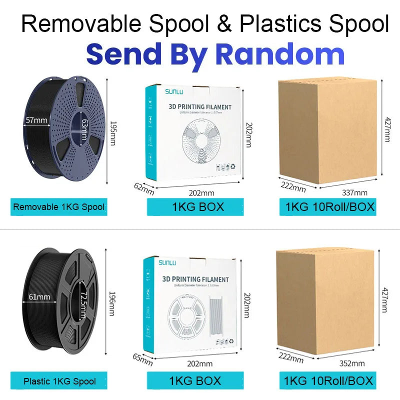SUNLU 5KG PLA/ PLA Plus Filaments 5 Rolls 3D Filament 1KG/roll 1.75mm 100% Filament Lines Up Neatly For 3D Printing From EU US