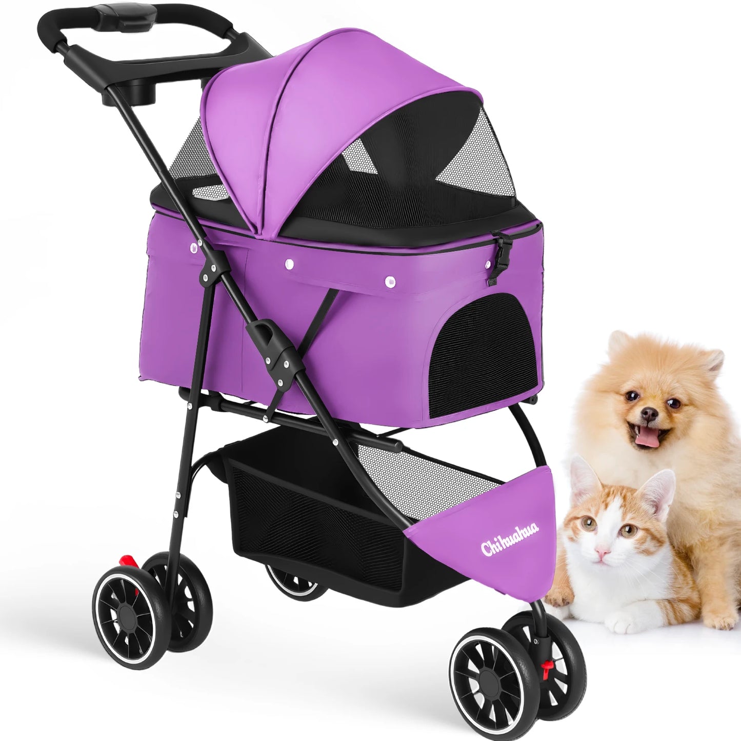 Chihuahua Dog Stroller Foldable With Universal Wheels For Travel