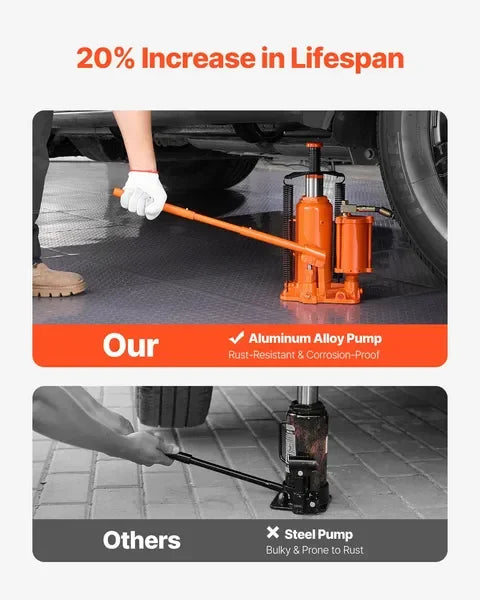 Air Hydraulic Bottle Jack 12 Ton Manual Hand Pump Automotive Car Repair