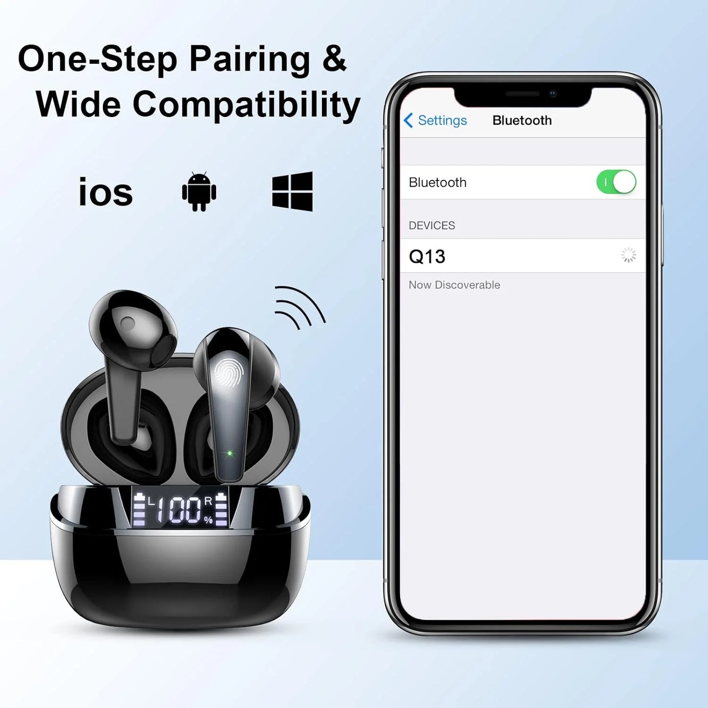 Btootos Wireless Earbuds Bluetooth Five Point Three Stereo Bass IPX7
