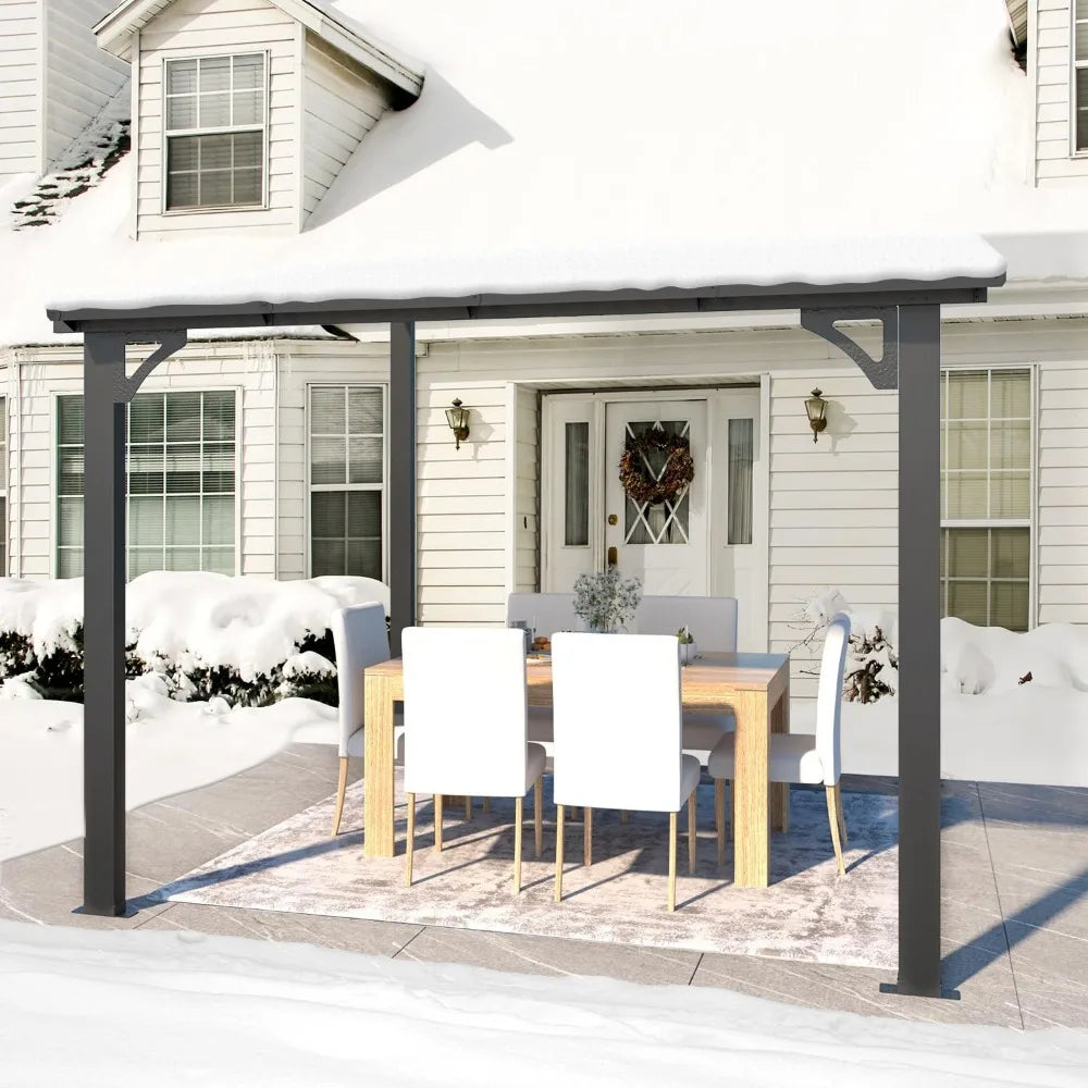 Patio Wall Mounted Gazebo Pergola With Roof All Weather