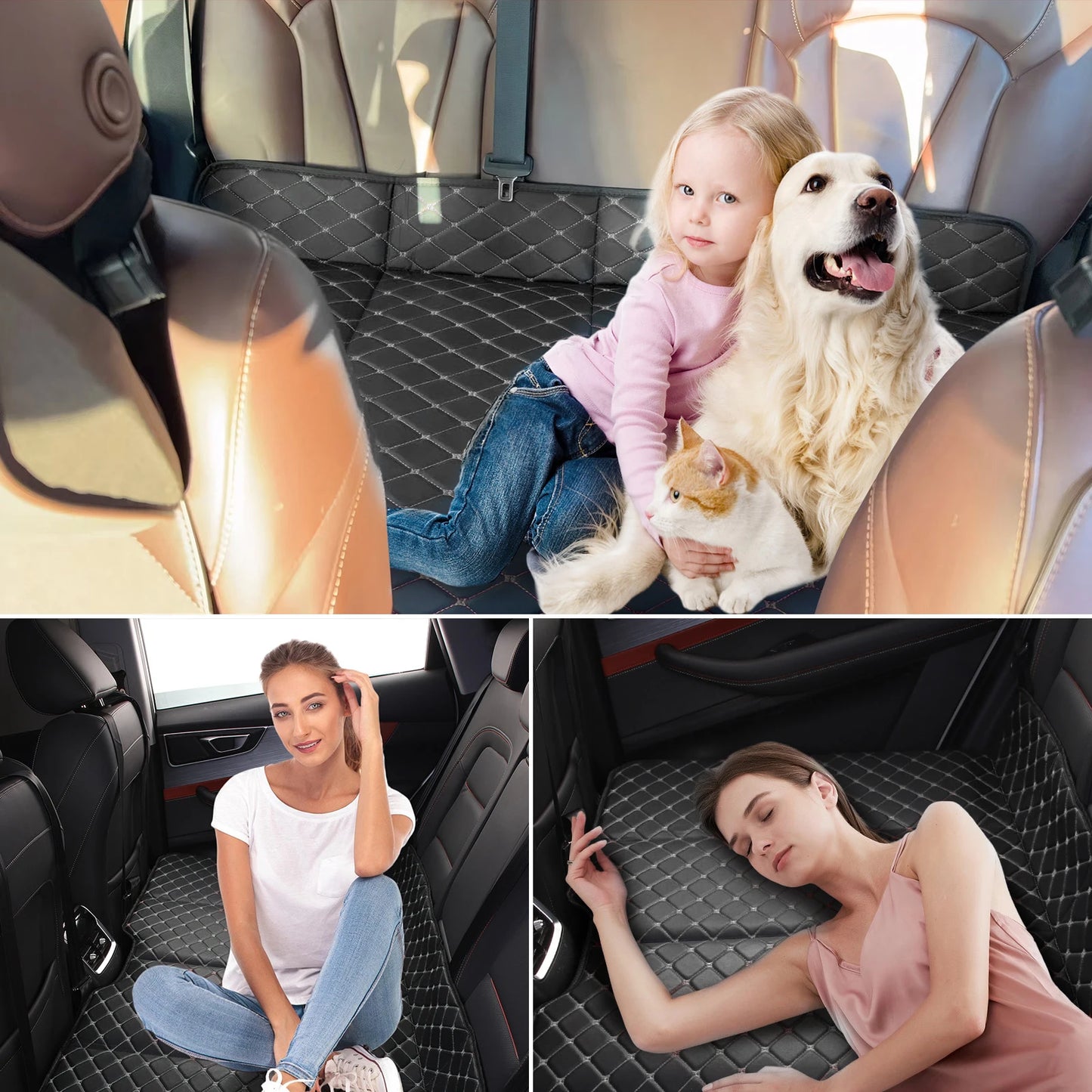 VODOO Foldable PU Leather Back Seat Extender Holds 661 Lbs