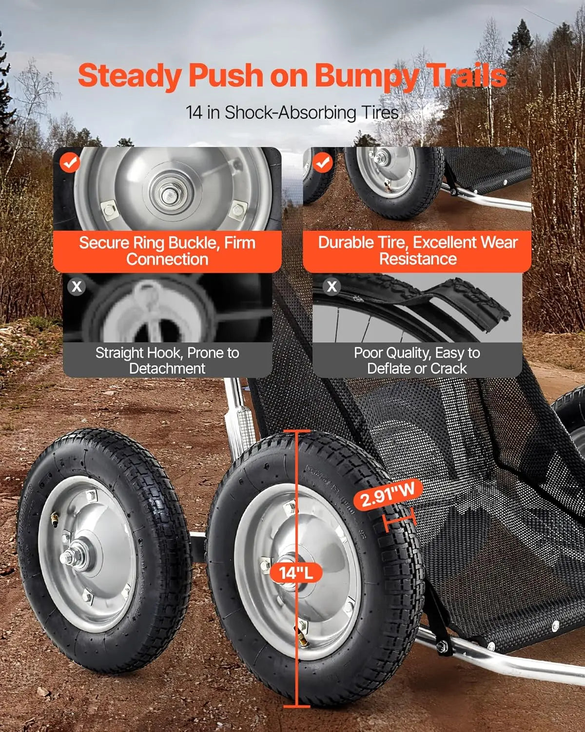 XMSJ All Terrain Game Cart Hunting Heavy Duty Deer Hauler
