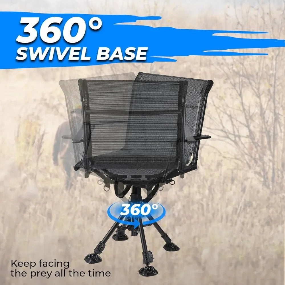 360 Degree Silent Swivel Hunting Chair Portable Folding Adjustable Height