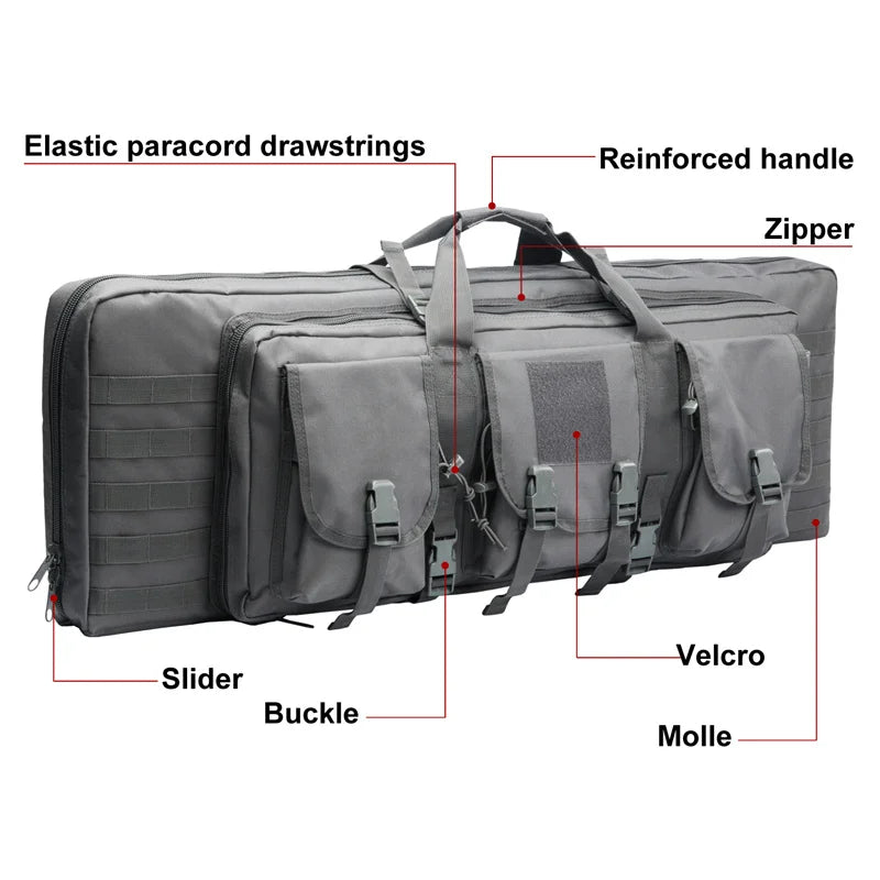 LQARMY Tactical Double Rifle Case With MOLLE Gun Bag Backpack