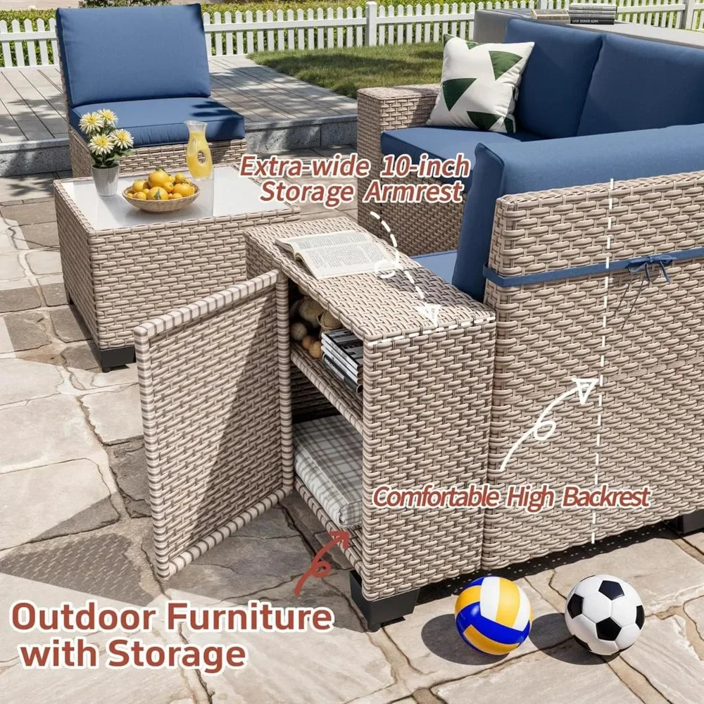 Outdoor Rattan Patio Sectional Furniture Set 13 Pieces