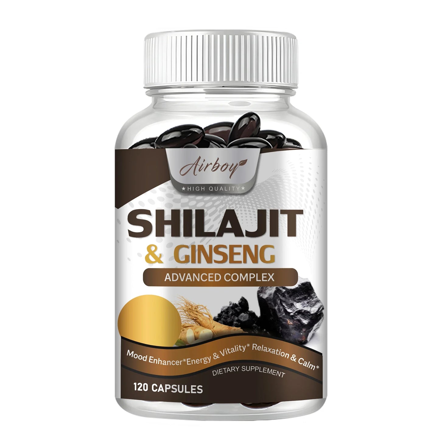 Airboy Shilajit and Ginseng Supplement for Energy and Immunity