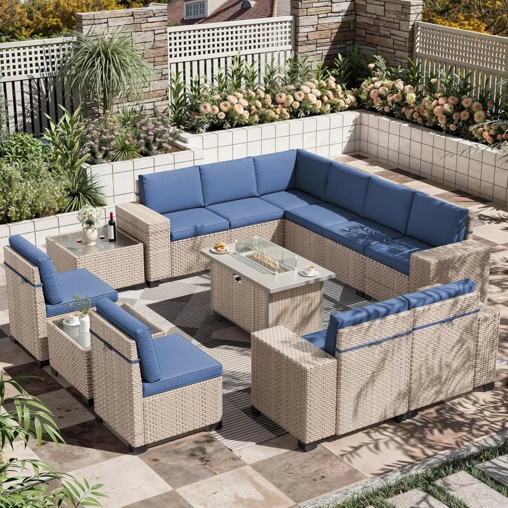 Outdoor Rattan Patio Sectional Furniture Set 13 Pieces