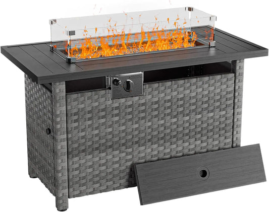 Propane Fire Pit Table With Wind Guard Auto Ignition