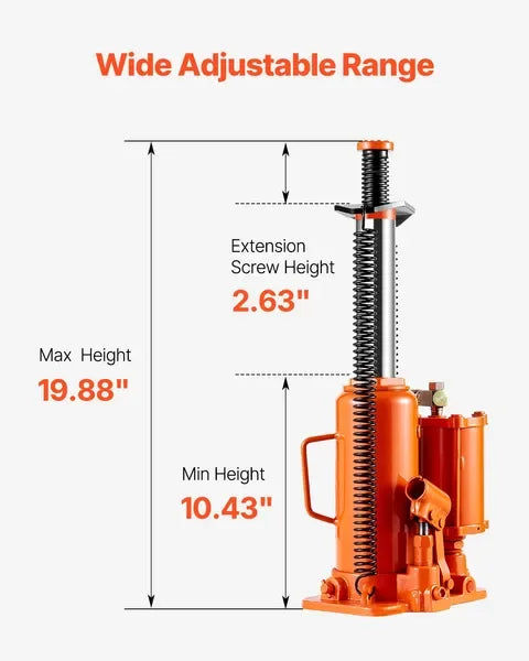 Air Hydraulic Bottle Jack 12 Ton Manual Hand Pump Automotive Car Repair