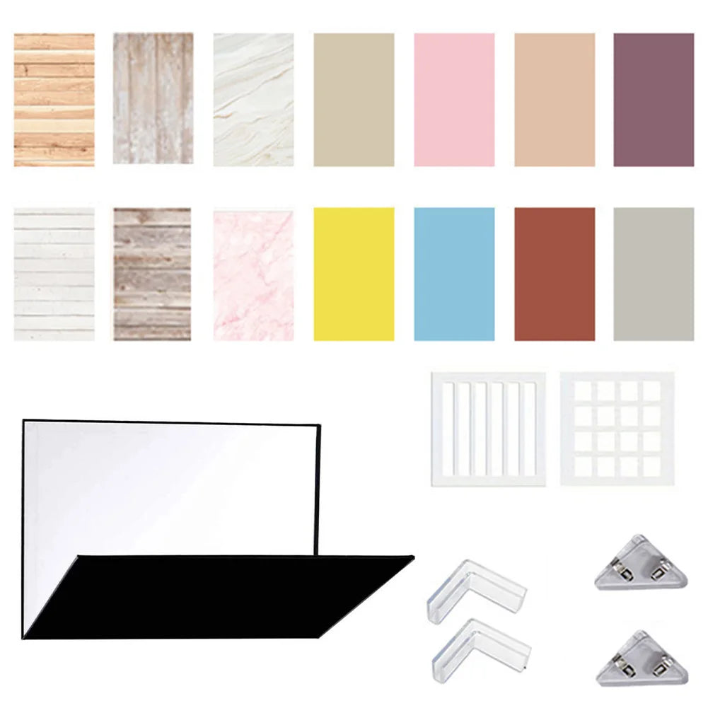 APWIKOGER 7Pcs 14 Patterns Tabletop Food Jewelry Photography Backdrop Kit