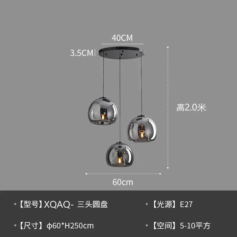 Nordic Modern Glass Ceiling Light E27 Fixture