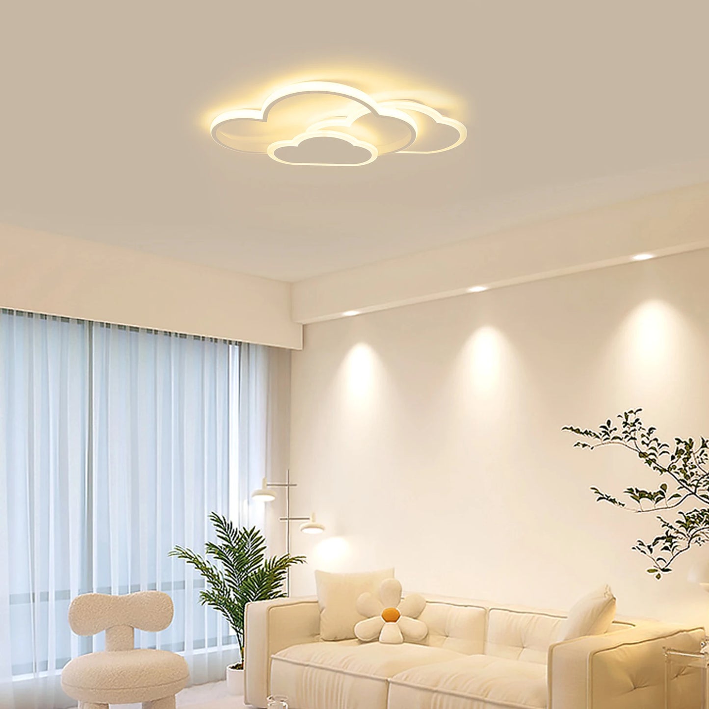 Cloud Shape LED Ceiling Light Acrylic Fixture With 3-Color Lighting