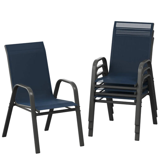 HiMISS Stackable Outdoor Patio Chairs Set All Weather Textilene