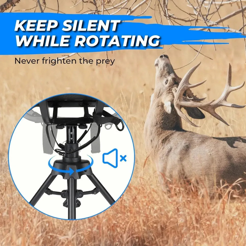 360 Degree Silent Swivel Hunting Chair Portable Folding Adjustable Height