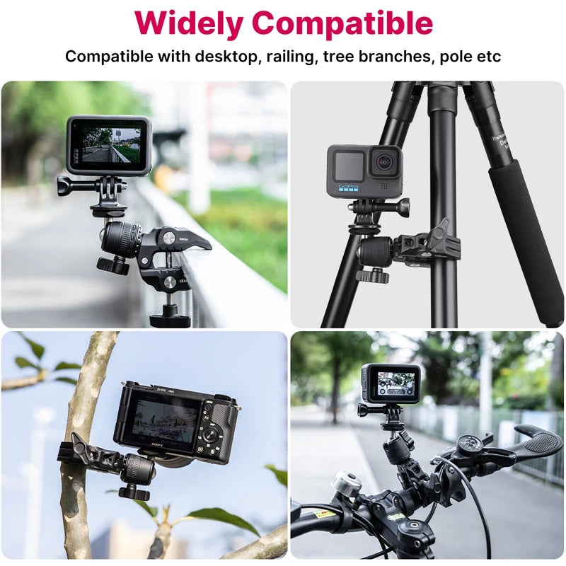 VIJI R099 Super Clamp With 360 Degree Mini Ball Head For GoPro
