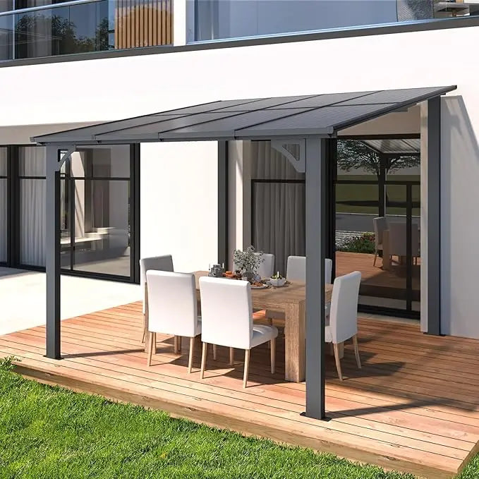 Patio Wall Mounted Gazebo Pergola With Roof All Weather
